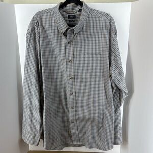 Arrow Light Blue/Dark Blue/Brown Gingham Dress Shirt, Size XXL 18-18 1/2